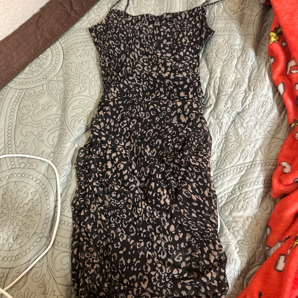 SHEIN Black and White Spaghetti Strap Bodycon Mini Dress